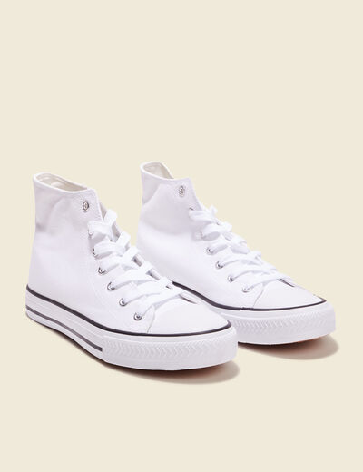 Tennis en toile à lacets blanc homme