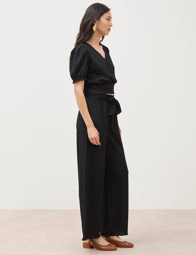 Pantalon loose avec ceinture noir femme