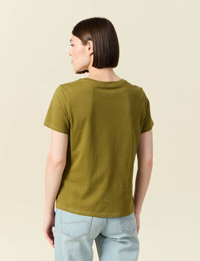 T-shirt manches courtes vert kaki femme