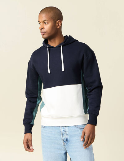 Sweat à capuche bleu marine homme
