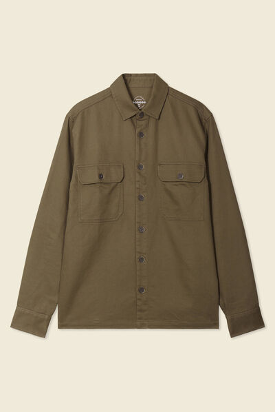 Surchemise manches longues taupe homme