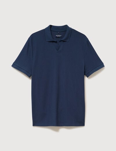 Polo manches coude bleu fonc&eacute; homme
