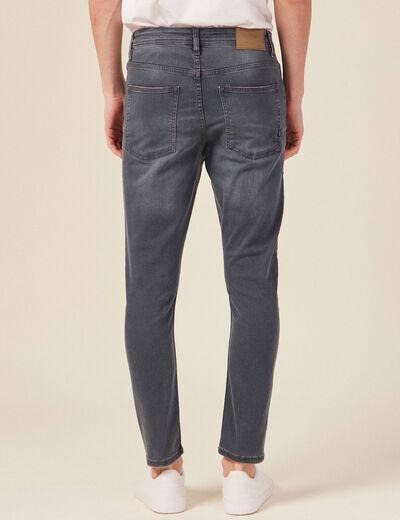 Jeans tapered 5 poches denim gris homme