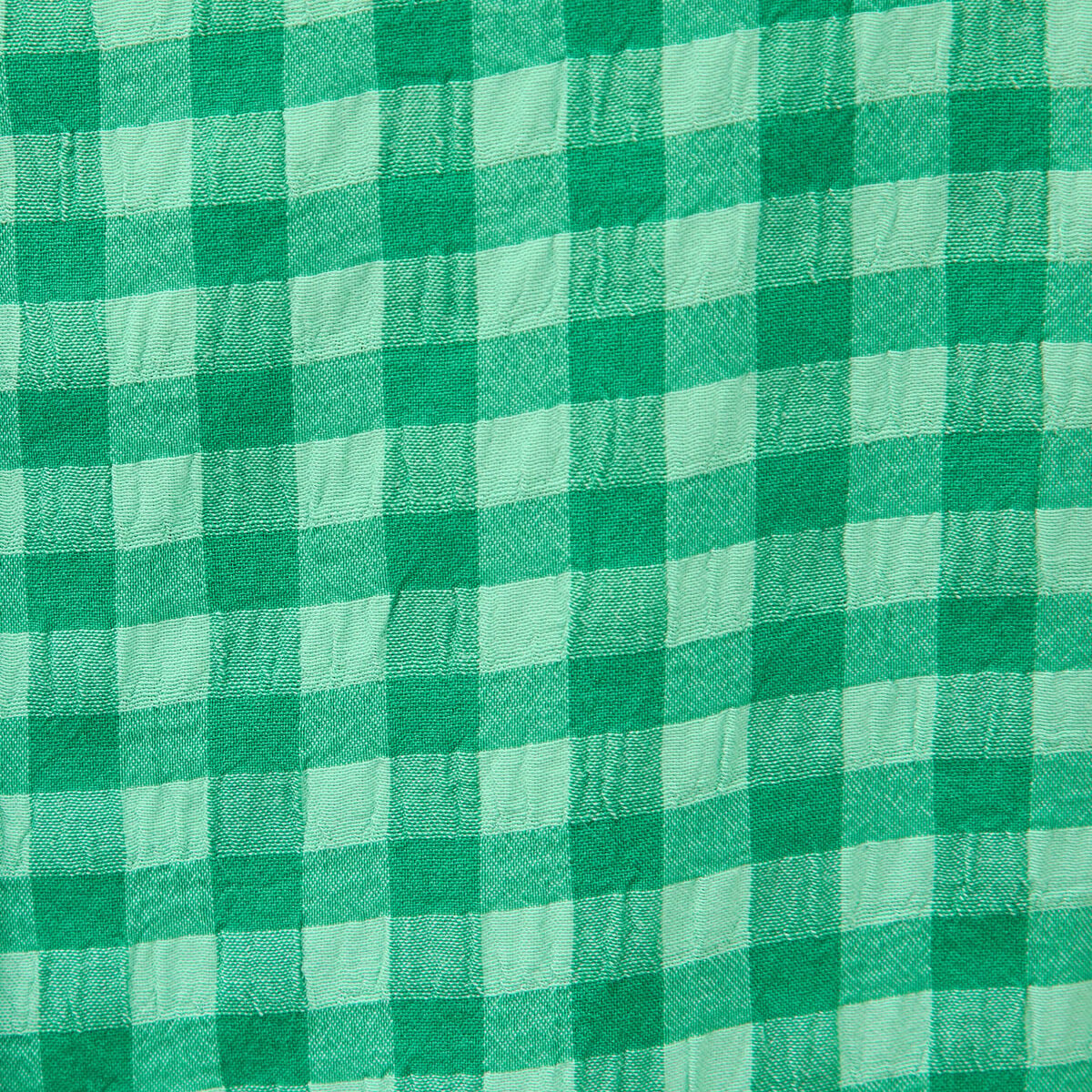 Blouse vichy droite cropped sans manches vert femme