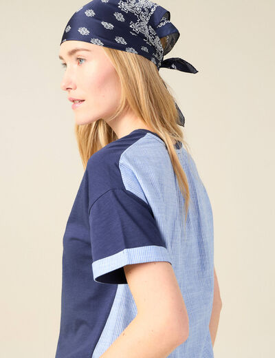 T-shirt manches courtes bleu marine femme