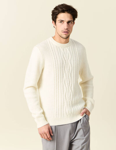 Pull manches longues ecru homme