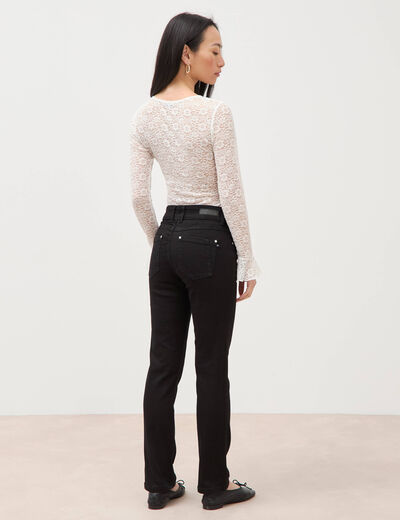 Jeans regular 7/8&egrave;me taille standard denim noir femme