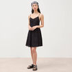 Robe col c&oelig;ur &agrave; bretelles en coton noir femme