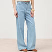 Jeans large taille standard en coton denim bleach femme