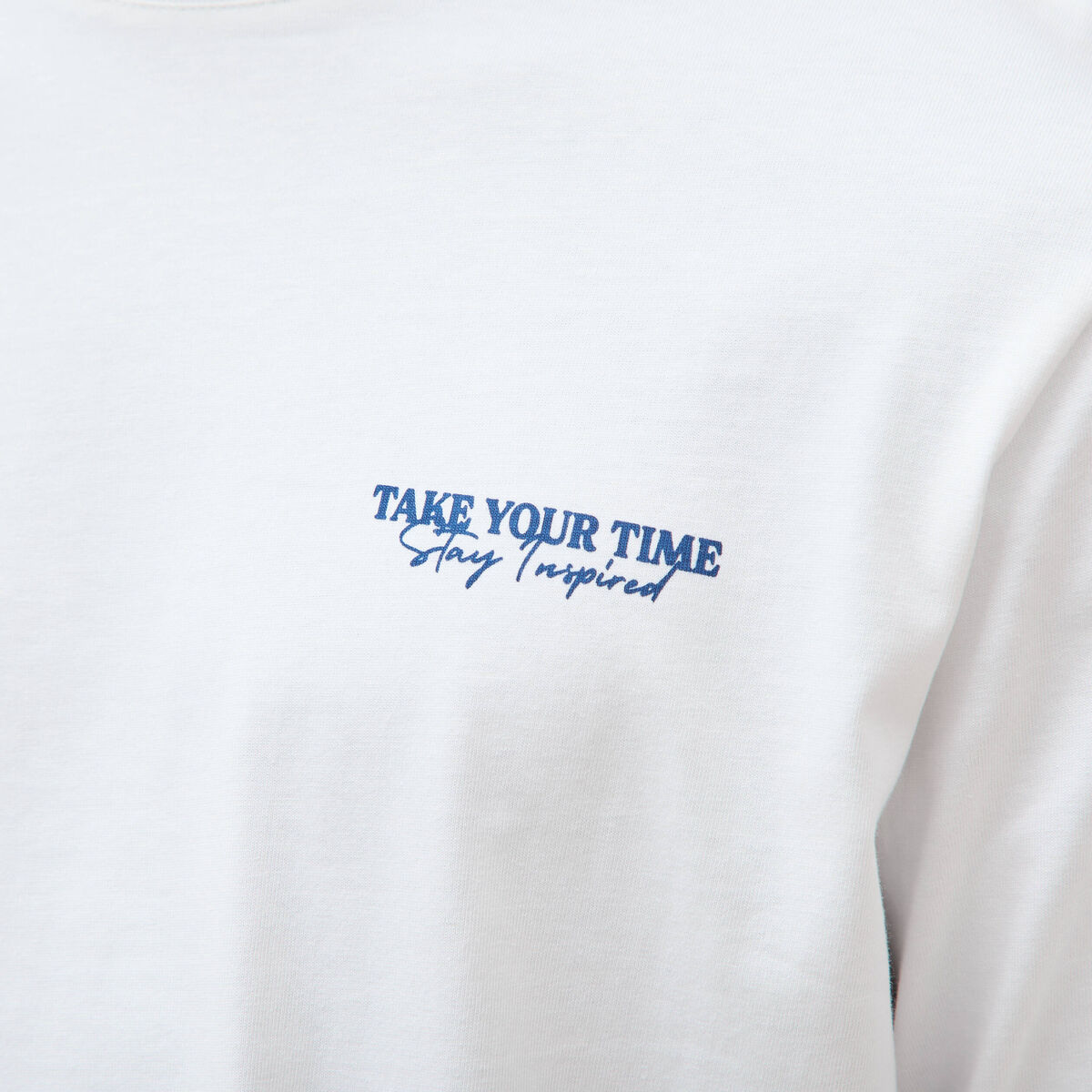 T-shirt droit en coton manches longues blanc homme