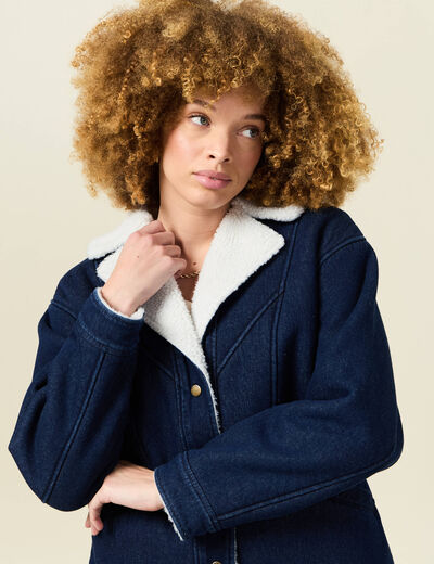 Manteau en jean doublé denim stone femme