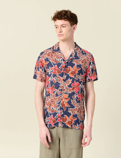 Chemise manches courtes bleu marine homme