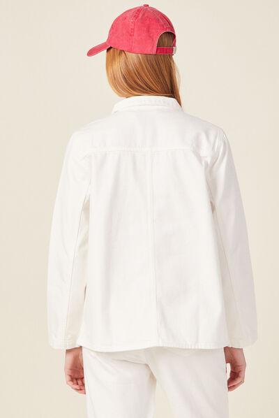 Surchemise droite boutonnée ecru femme