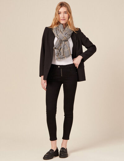 Jeans skinny zippé denim noir femme