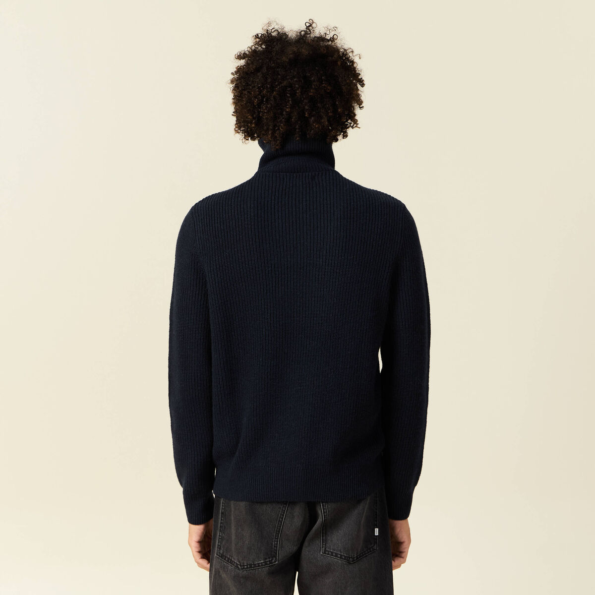 Pull col camionneur bleu marine homme