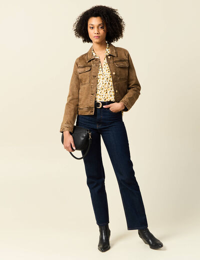 Blouse manches longues beige femme