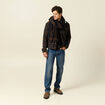 Veste droite courte col chemise marron fonc&eacute; homme