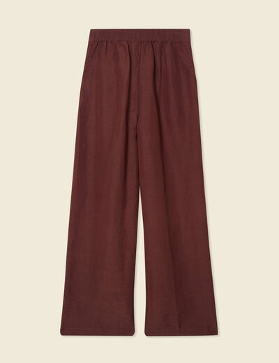 Pantalon large fluide bordeaux femme