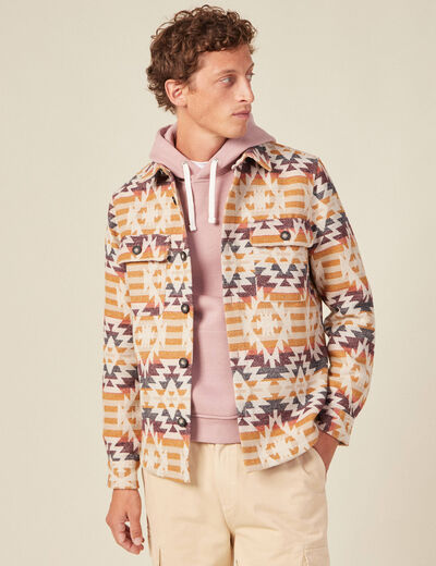 Surchemise manches longues beige homme