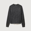 Pull droit col rond manches longues gris fonc&eacute; homme