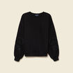 Sweat col rond manches longues noir femme