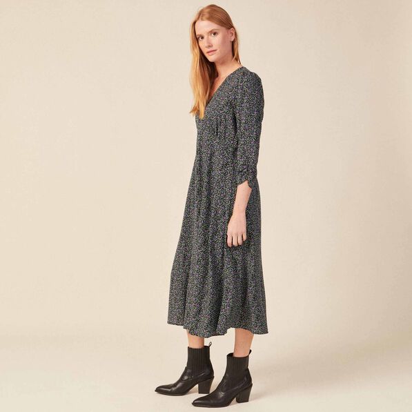 Robe longue éco-responsable noir femme