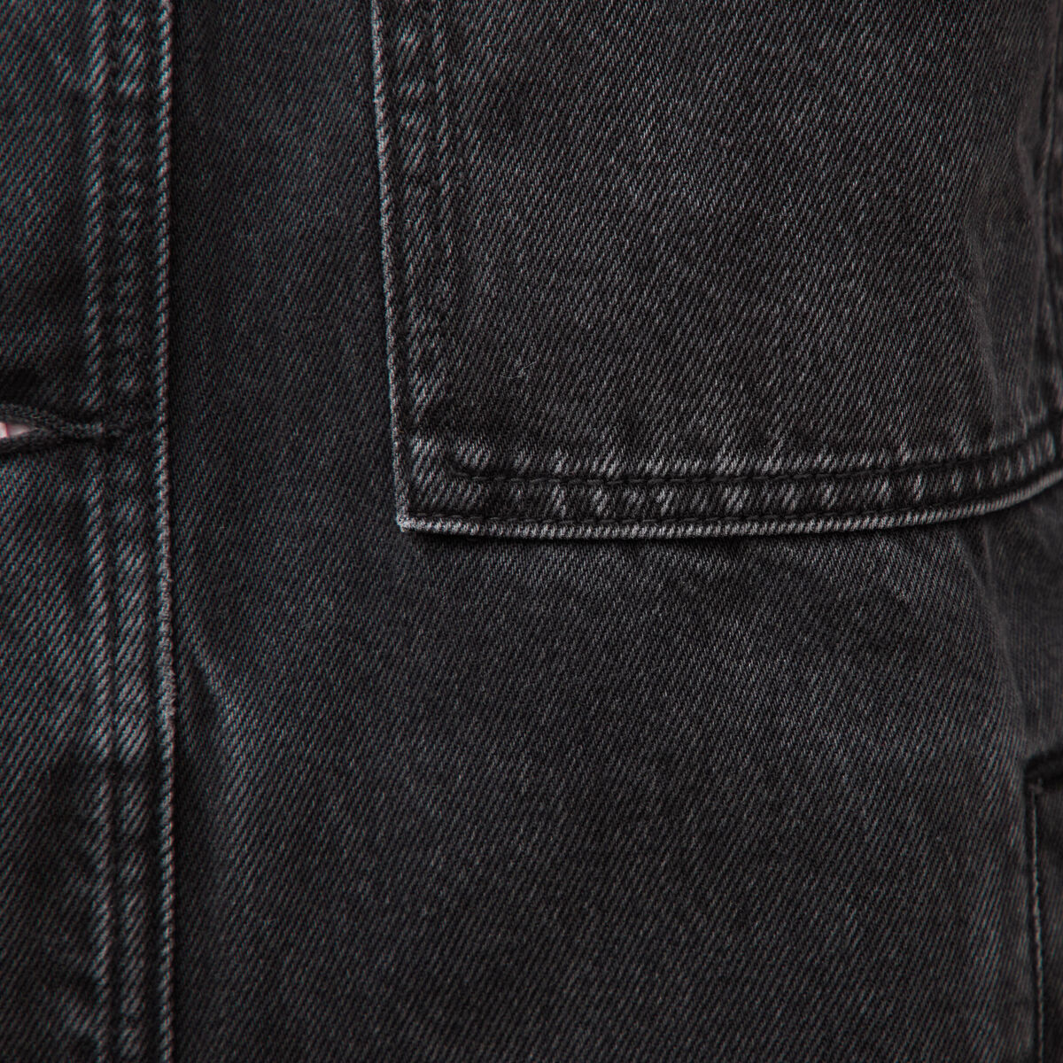 Veste droite en coton col classique denim noir homme