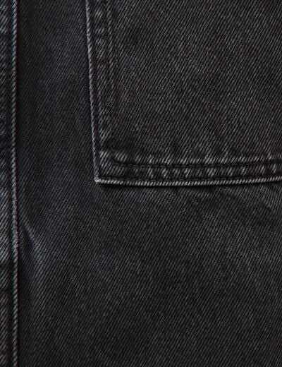 Veste droite en coton col classique denim noir homme