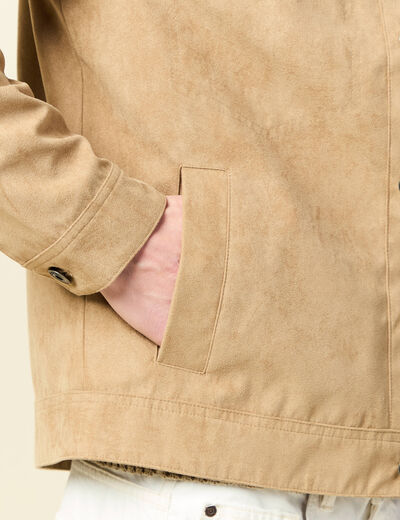 Blouson droit court col classique marron homme