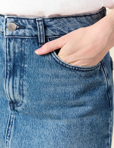 Jupe midi crayon en jean denim used femme