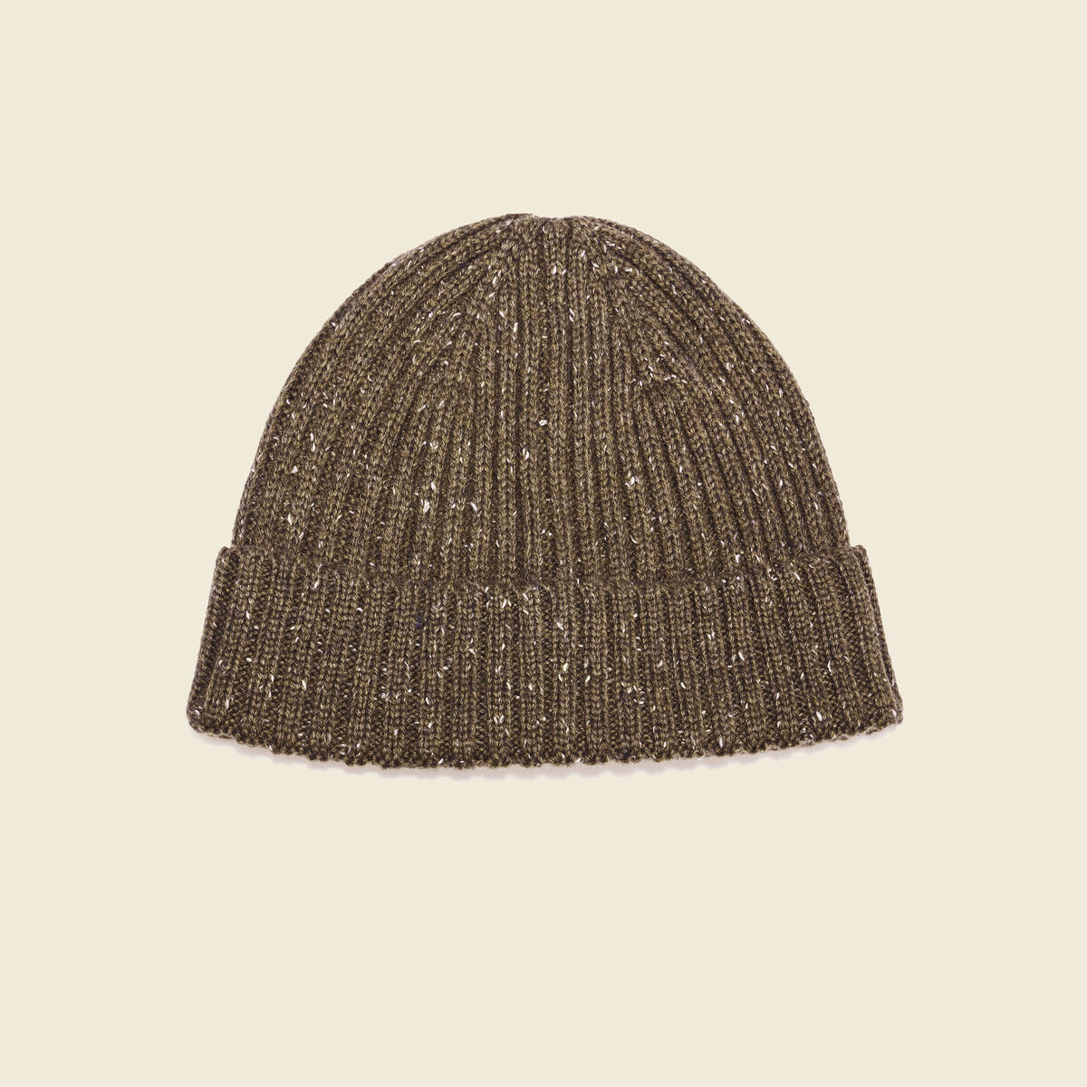 Bonnet tricot&eacute; vert kaki homme