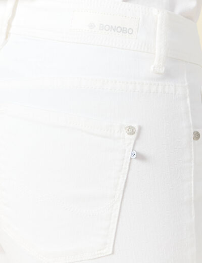 Jeans girlfriend taille haute denim blanc femme