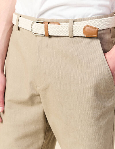 Bermuda droit chino ceinture sable homme