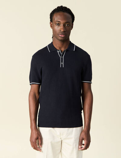 Polo manches courtes bleu marine homme