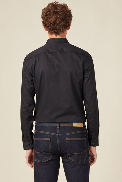 Chemise manches longues noir homme