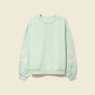 Sweat droit court col rond en coton vert pastel femme