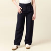 Pantalon large à pinces bleu foncé femme