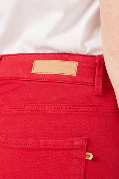 Pantalon slim rouge foncé femme