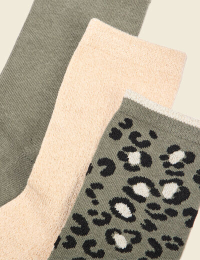 Lot 3 paires chaussettes vert kaki femme