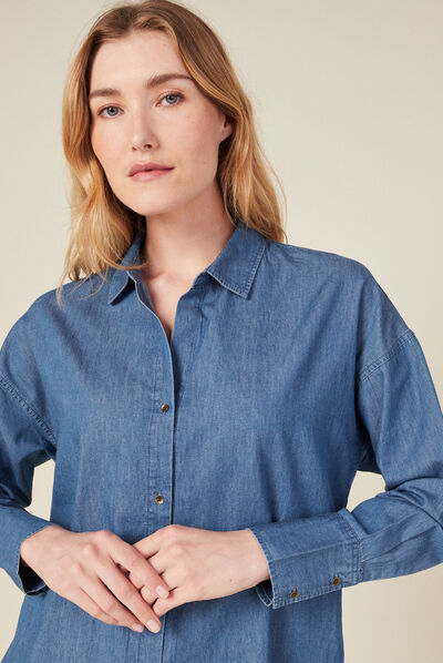 Chemise en jean denim stone femme