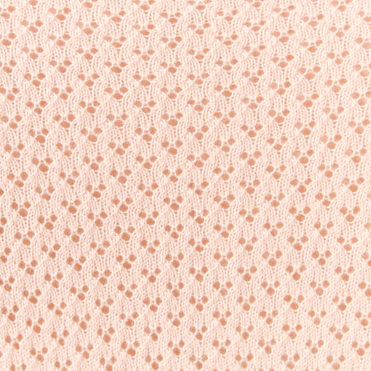 Pull manches courtes ajouré rose poudrée femme