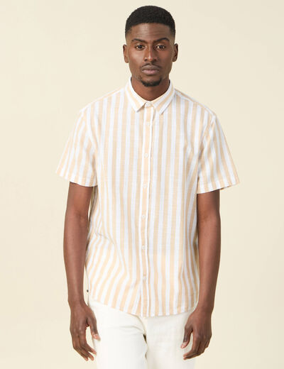 Chemise manches courtes beige homme