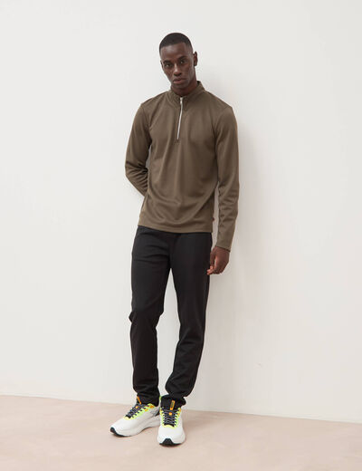Sweat droit col montant manches longues taupe homme