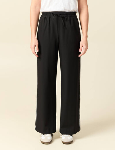 Pantalon taille haute fluide noir femme
