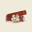 Ceinture en cuir boucle fleur marron femme