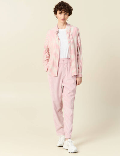 Tregging velours 7/8ème rose pastel femme