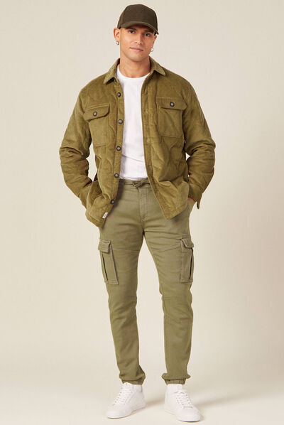 Pantalon battle bas resserré vert kaki homme