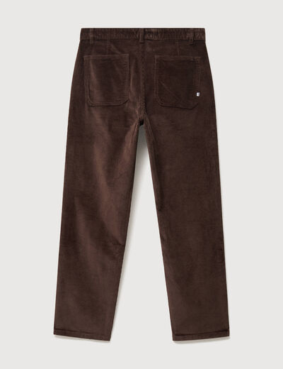 Pantalon droit en velours longueur 32 marron fonc&eacute; homme