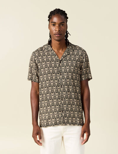 Chemise manches courtes beige homme