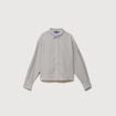 Chemise droite manches longues ray&eacute;e bleu gris femme